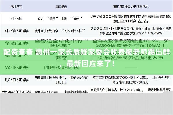 配资查查 惠州一家长质疑家委会收费被老师踢出群，最新回应来了！