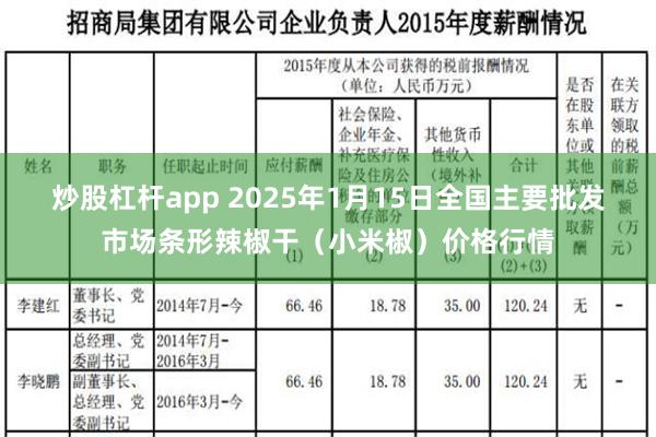 炒股杠杆app 2025年1月15日全国主要批发市场条形辣椒干（小米椒）价格行情